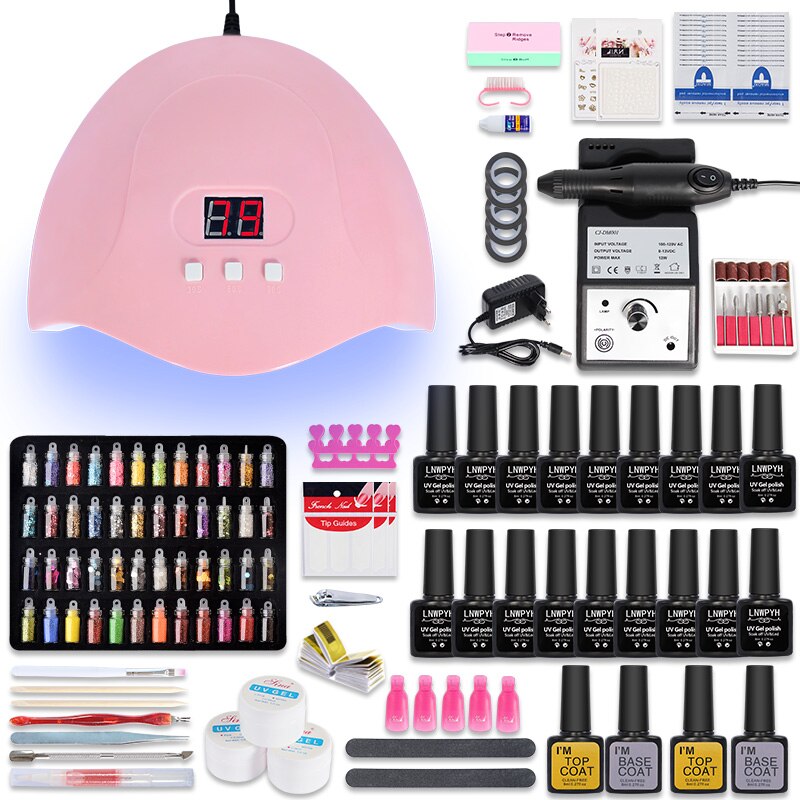 Manicure Set 18/12 Kleuren Nagellak Met Nail Boor Machine Nail Lamp Acryl Kit Nail Art Gereedschap Nail Art Decoraties nail Set