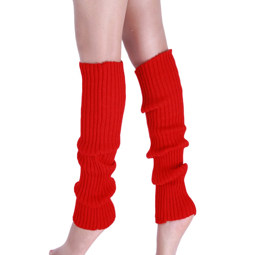 SAGACE High Socks Women Pure Colour Boot Cuffs Warmer Wool Knit Leg Stocks Winter Cotton Long Socks Over Knee Leg Warmer Girls: Red