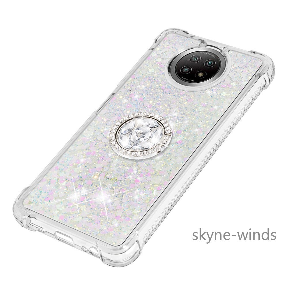 Voor Xiaomi Redmi Opmerking 9 5G Rhinestone Ring Gesp Anti-Collision Quicksand Case Voor Xiaomi Note9 5G cover Coque Fundas Behuizing