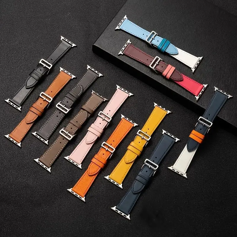 Læderrem til apple watch-rem 45mm 44mm 49mm 42mm 41mm 40mm single tour correa-armbånd iwatch-serie 9 7 8 6 5 4 se ultra