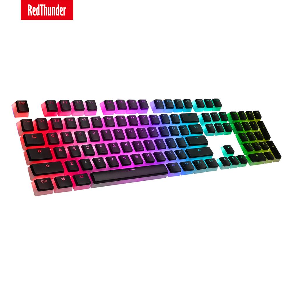 RedThunder Double Shot PBT Pudding Keycaps 104 Keycaps Set with Puller for DIY Cherry MX RGB Mechanical Keyboard