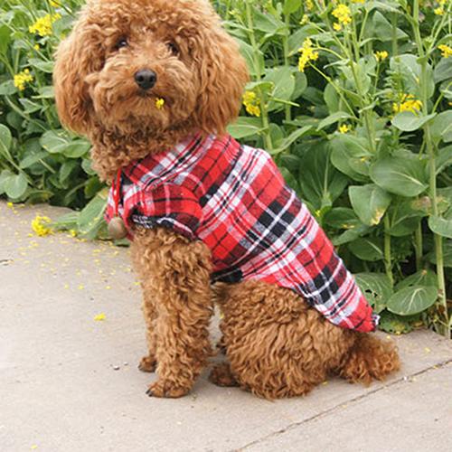 TINGHAO Hond kleren Leuk Huisdier Puppy Comfortabele Plaid Shirt Jas Kleding T-Shirt Maat XS SML Hond Levert