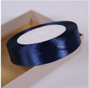 Fita de cetim de poliéster, 25 jardas, 22 metros, azul marinho, tecido, natal, festa de casamento, baile, decoração, bolo, envoltório, acessórios diy: 20 mm