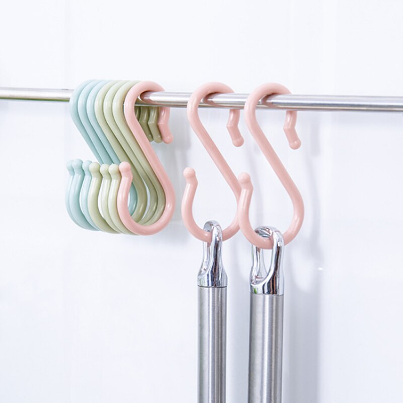 Opbevaring kroge kroge 3 farve opbevaringsartikler s formet plast multifunktion 1 sæt bøjle bøjler kroge til hjemmet forsyninger