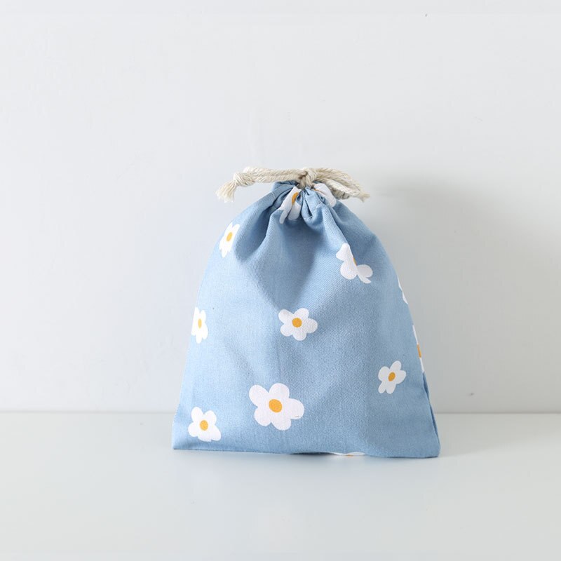 Eco Polyester Cotton Shopping Bag Avocado Flowers Drawstring Shopping Bags Cute Grocery pouch Portable Summer Travel Shoes Bag: blue S