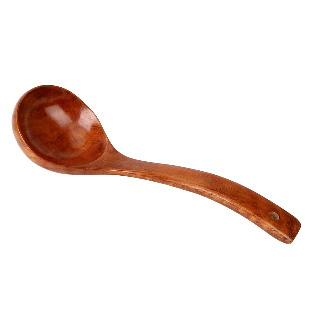 Utensilios de cocina, accesorios de cocina, vajilla ecológica saludable, cuchara de sopa de mango largo, de madera Natural