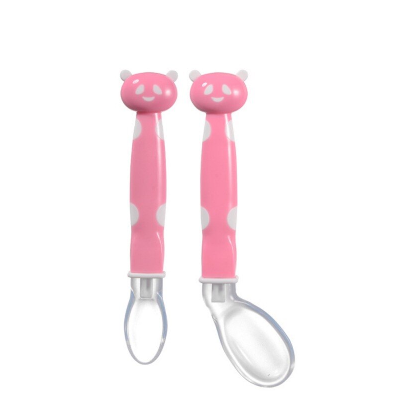 2 Stuks Baby Veiligheid Temperatuur Sensing Baby Silicon Lepel Kids Kinderen Bestek Voeden Lepels Veiligheid Zachte Lepel Baby Bestek: P