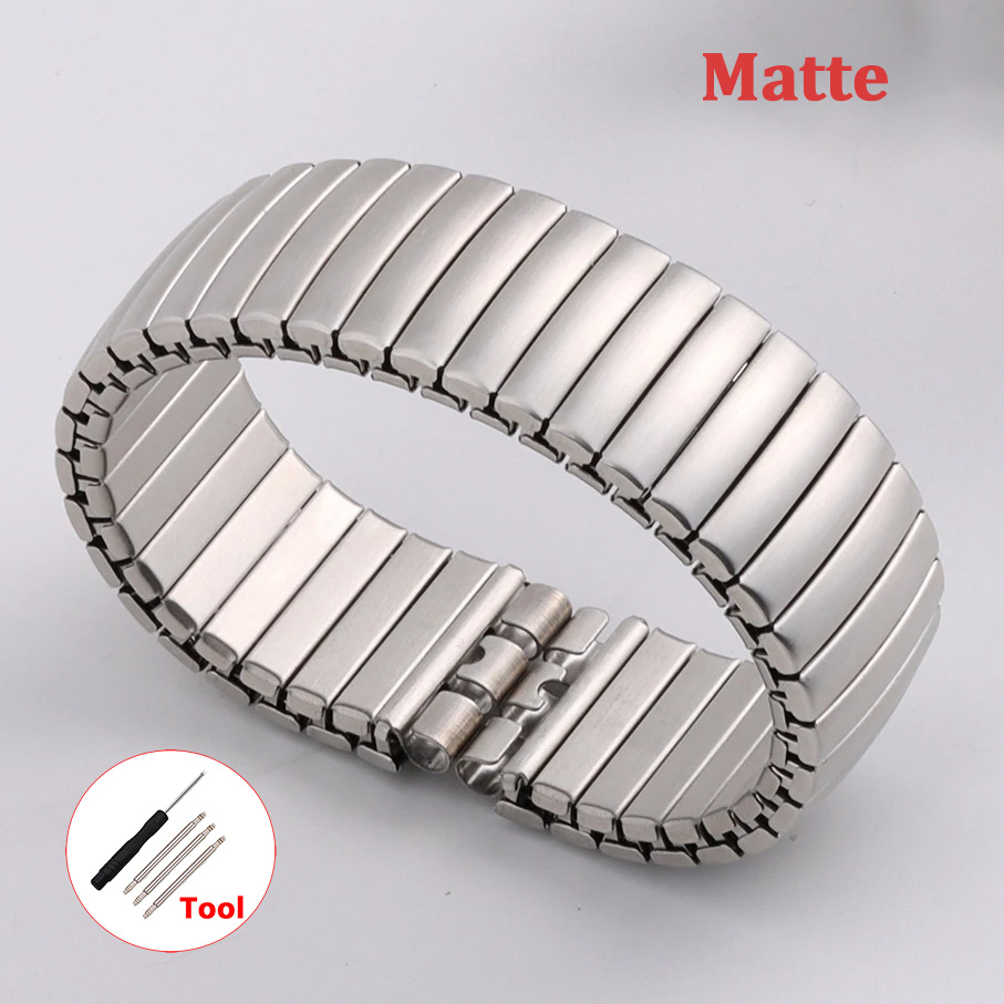 Metalen Elastische Horlogeband Voor Stalen Horloge 17Mm 20Mm Stretch Uitbreiding Rvs Band Heren Vrouwen Polsbandjes Accessoires: Ivoor