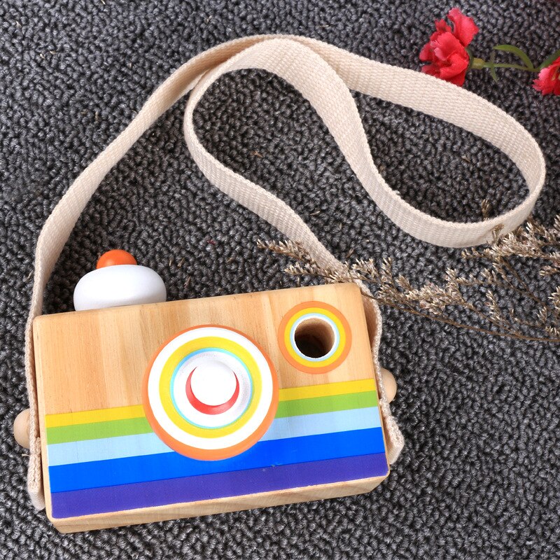 Baby Wooden Camera Kaleidoscope Toys Classic Cartoon Magic World Multi-prism Variety Bee Eye Effect Children Fun Toys: White