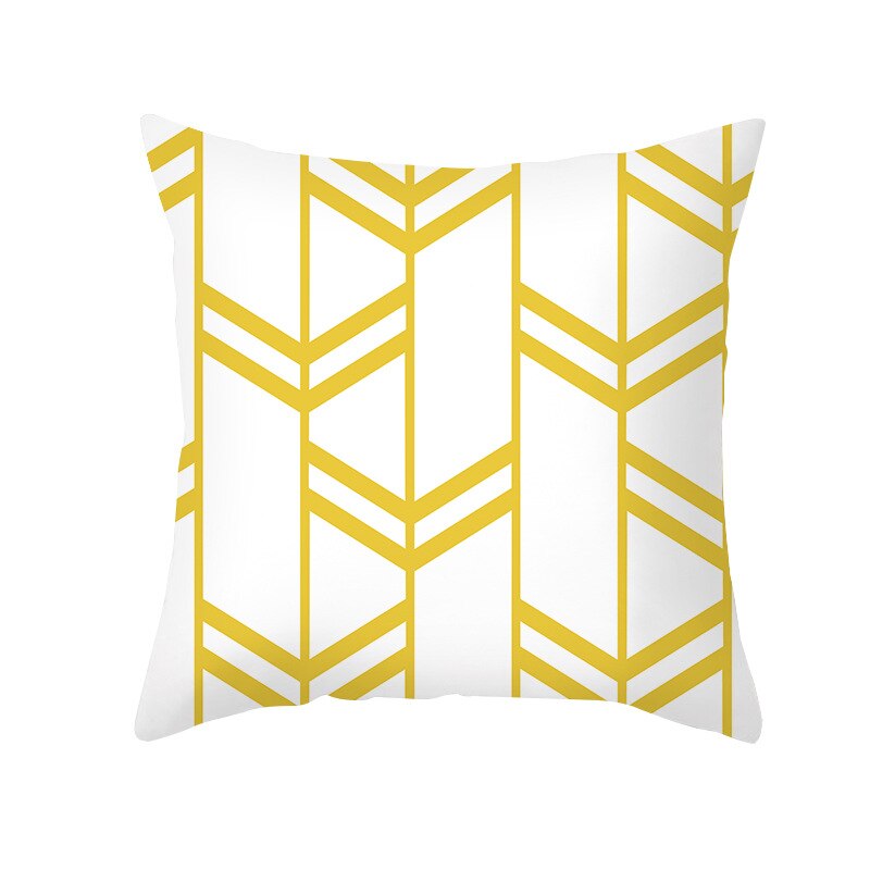 Housse de coussin carrée jaune à imprimé géométrique, taie d'oreiller de 45x45cm, de Style moderne, décorative pour la maison, avec des lettres marguerite à rayures: 4