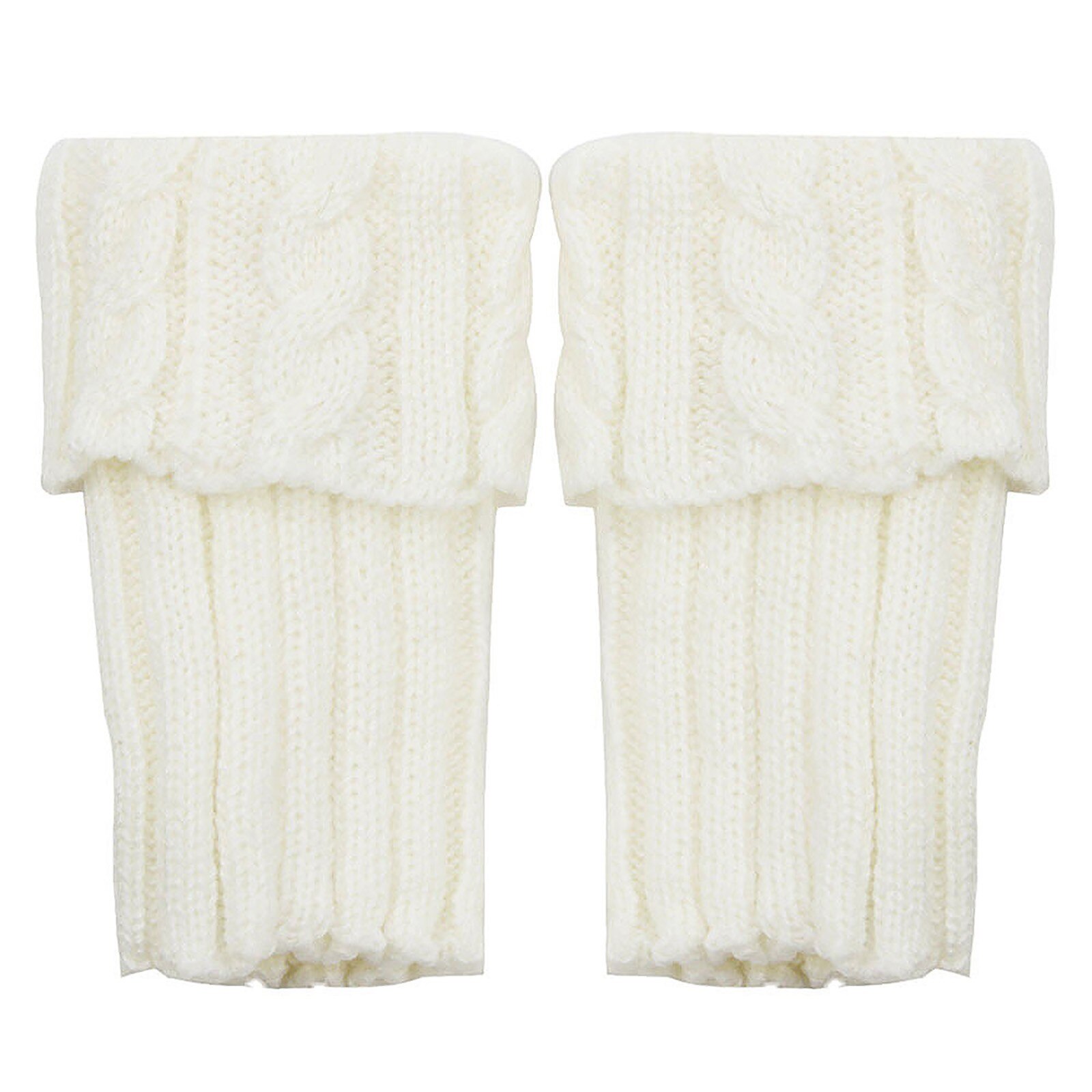 Calentador de piernas para mujer, 1 par, cálido, hasta la rodilla, punto giratorio, Bola de Pelo, ganchillo, calcetines, calentadores de bota