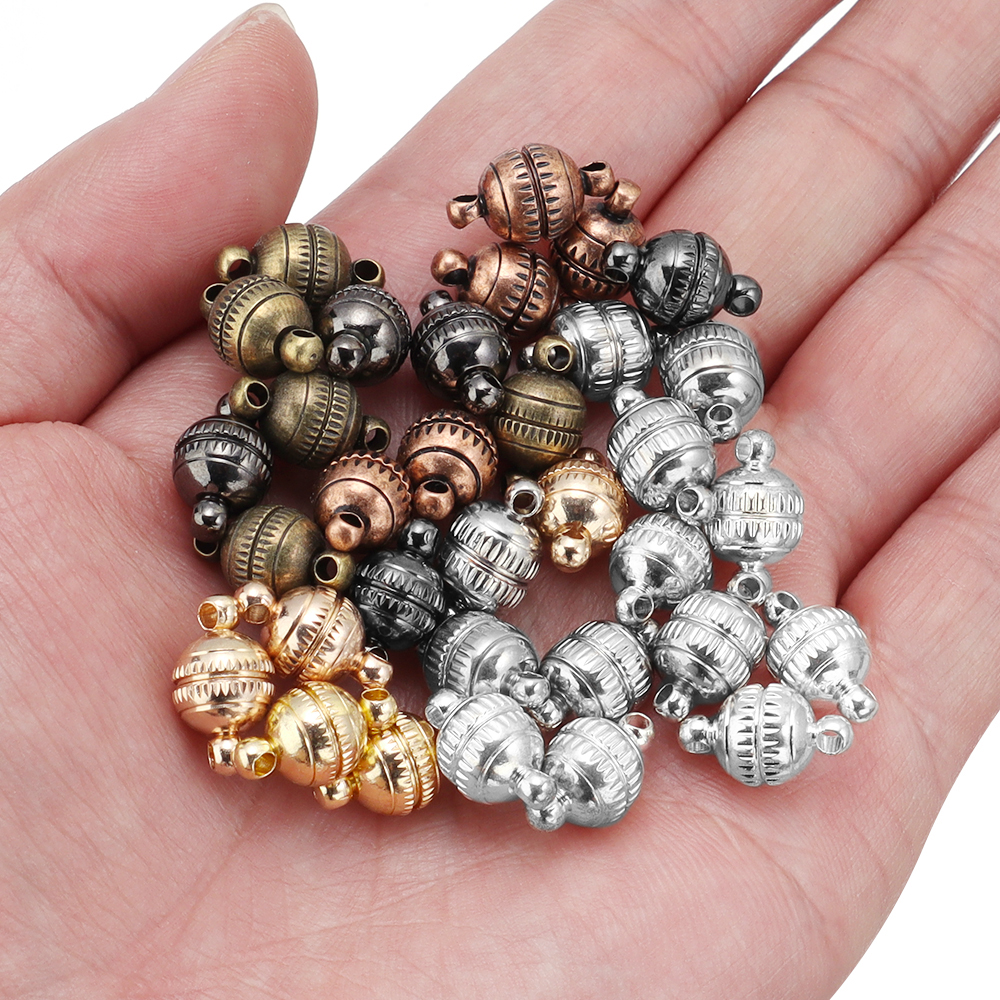 Lot De 10 Fermoirs Aimantés Magnétiques Ronds Cuivrés - Dimensions 15 X 5 Mm - Neufs