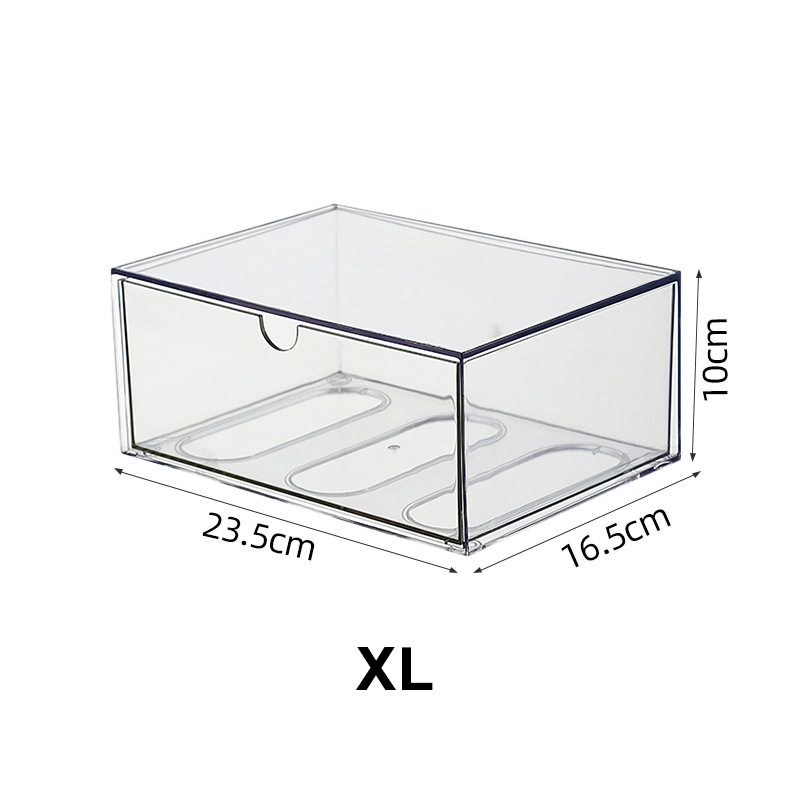Clear Plastic Desk Organizer Box Stackable Storage Drawers for Cosmetics Stationery Crafts Storage and Organization: Blue