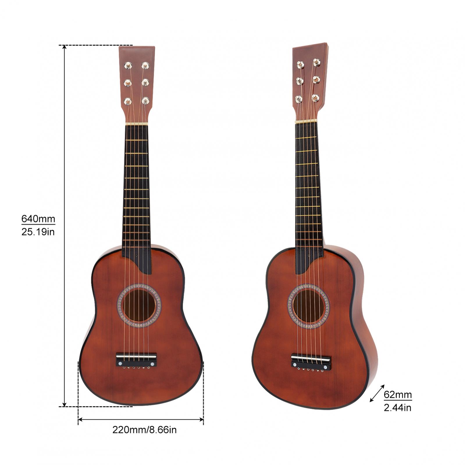 25 tommer 4 farver basswood akustisk guitar med pick-strings legetøjsguitar til børn og begyndere