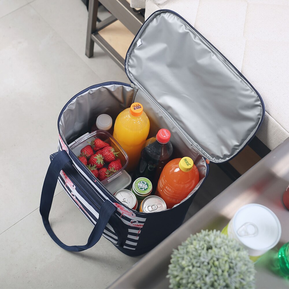 SANNE 20L Flamingo Verdicken Faltbare Frische Isolierte Kühltasche Thermische Wasserdichte Polyester Eis Tasche Isolierte Kühltasche
