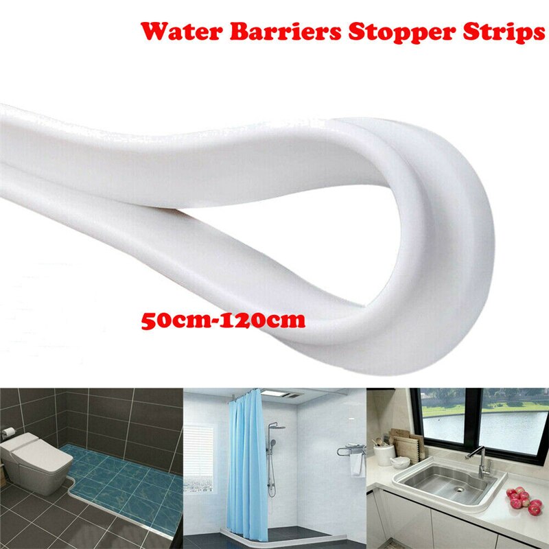 Collapsible Water Retaining Strip Shower Threshold Dam Silicone Shower Barrier Water Stopper Retaining Strips Shower Silicone