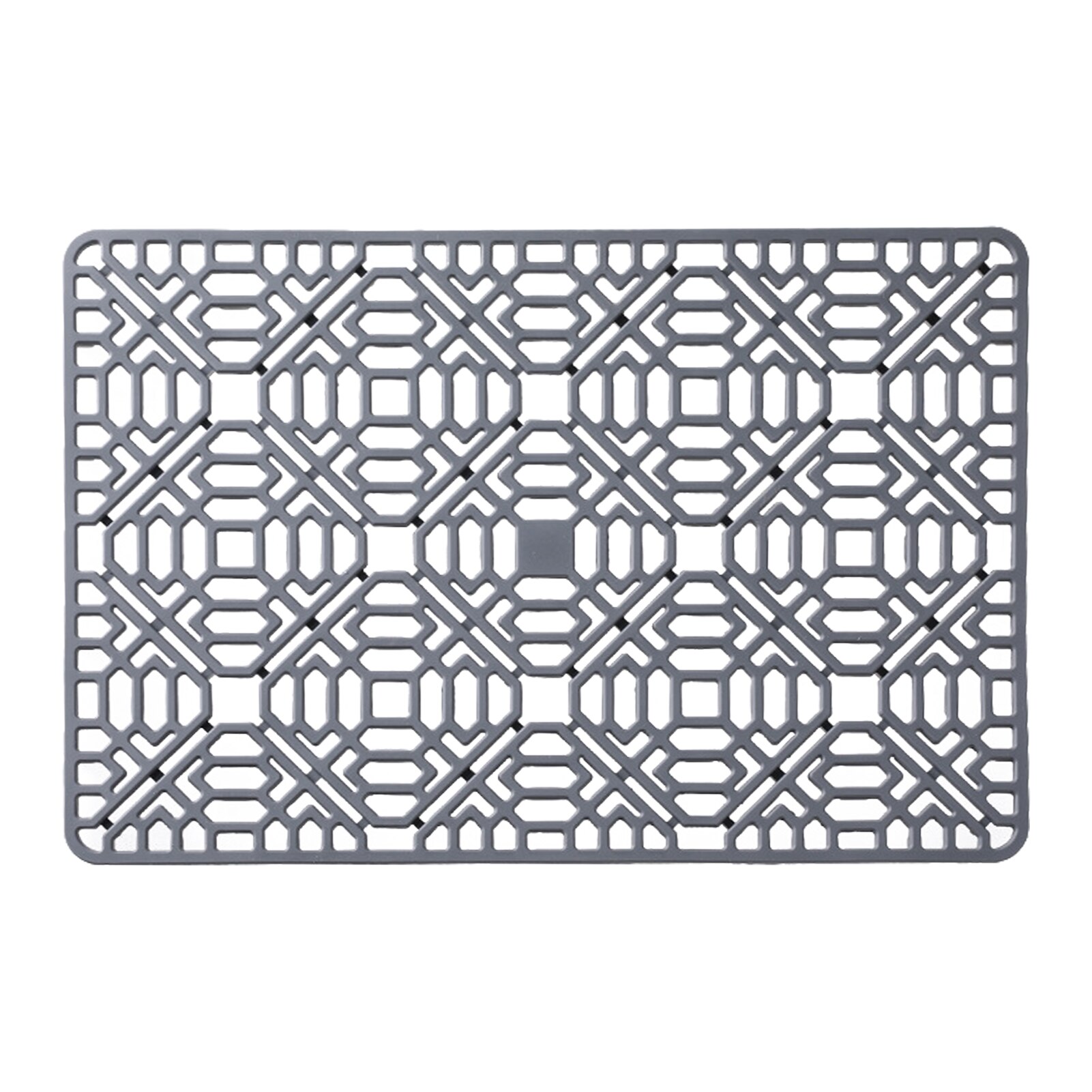 Farmhouse Bottom Drying Durable Bowl Kitchen Grid Drain Ceramic Multicolor Dish Silicone Pad Heat Resistant Sink Protector Mat: Grey / 40x27