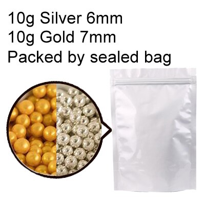 130G/20G Goud Zilver Kralen Eetbare Parel Suiker Bal Fondant Diy Cake Bakken Cookie Decoratie Suiker Snoep klei 4/6/7Mm Gyh: 20g G7mm S6mm
