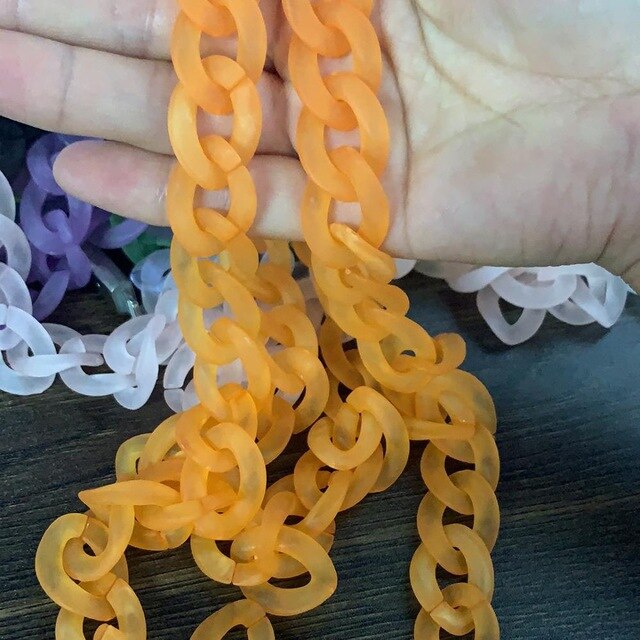 1.0 Meter 17*24mm Acrylic Necklace Strands Parts Linked Bag Chains Women Jewelry DIY Accessories Glasses Chains N027--T: matt orange