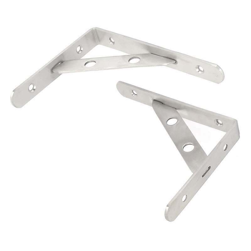 20mm Width Stainless Steel L Shaped Right Angle Shelf Brackets 2 Pcs