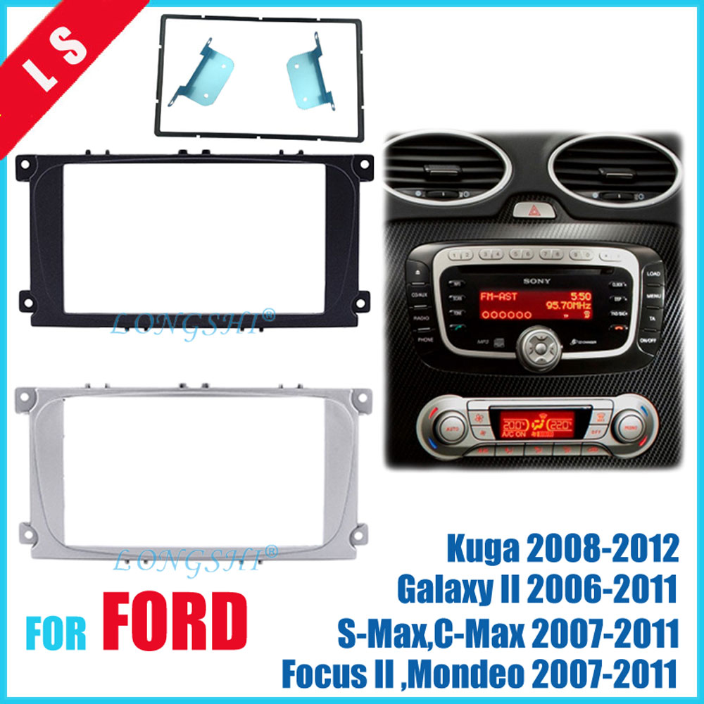 Fascia de Radio de coche de 2 Din para Ford Focus II, Mondeo Kuga s-max c-max Galaxy II, Kit de tablero estéreo compatible con instalación, Marco embellecedor de fábrica 2di