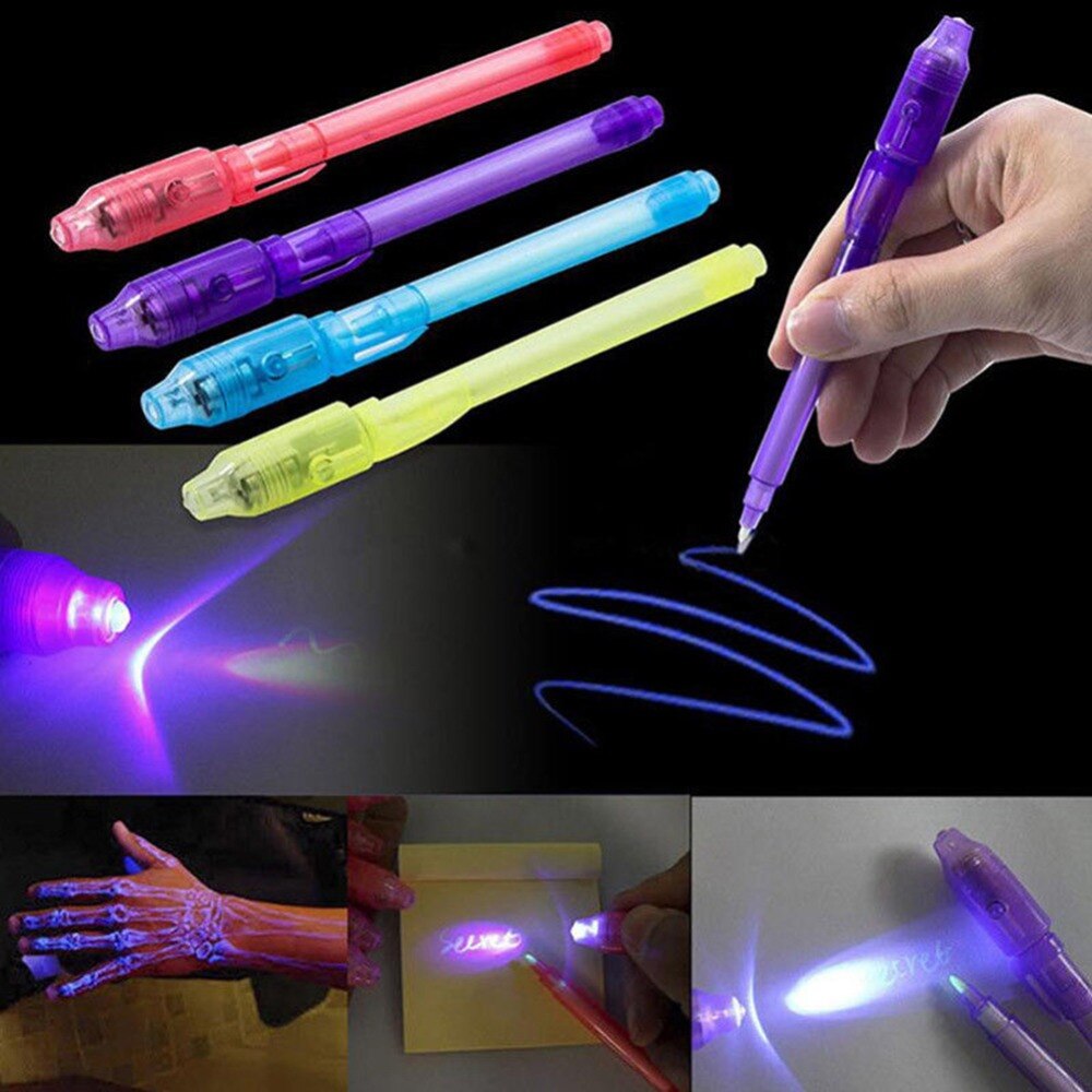 1PC Multifunction Invisible UV LED Pen Ink Secret Marker Pen With Ultra Violet LED Black light Learning Education Toys For Kids