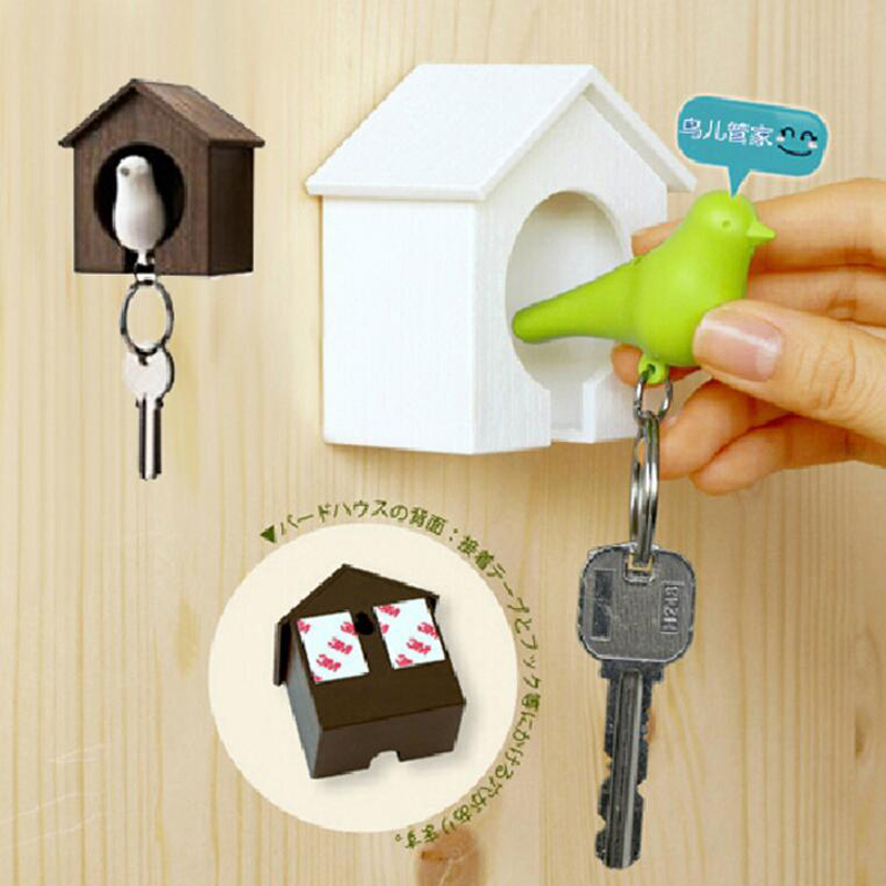 LLavero de Casa de pájaros de Gorrión para amantes, gancho de Casa de Nido de Pájaro, organizador de anillo, llavero colgante de puerta de pared, soportes de almacenamiento,