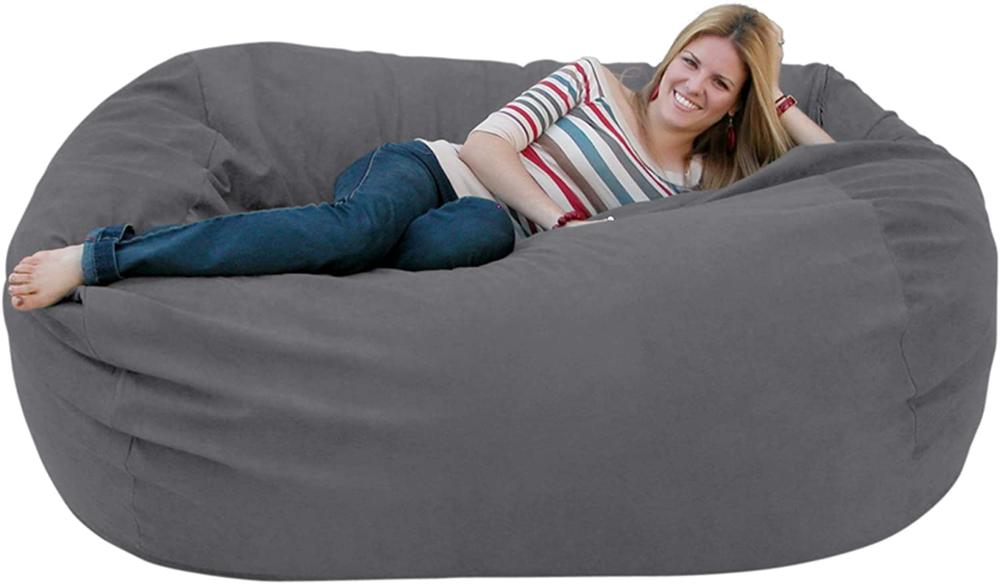 Mysig säck 6- fot stor bockskinn mjuk bean bag stol sofföverdrag
