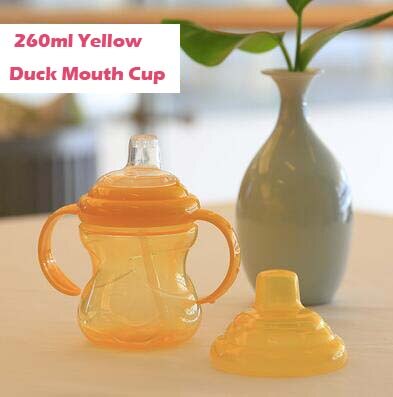 240ML Baby Cup Children Drinking Cup Training Cup Baby Feeding Straw Cup Anti-wrestling Watertight Green, Yellow, Pink: YellowDuck Mouth Cup