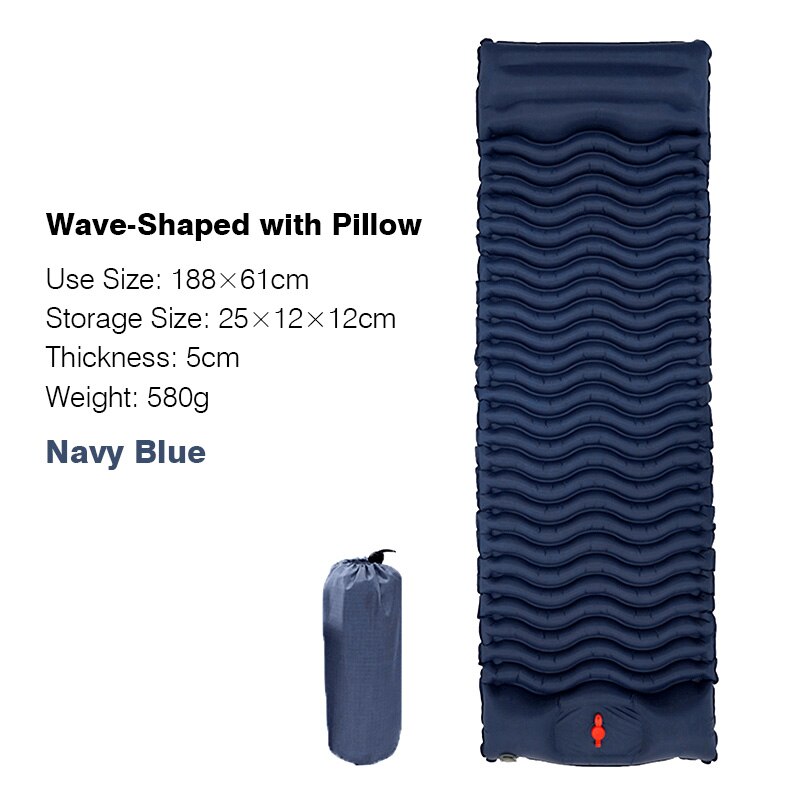 Lightweight Self-inflating Sleeping Pad Air Mattress Camping Tent Sleeping Bag Pad Picnic Beach Cushion Outdoor Sleeping Mat: W.S Navy Blue