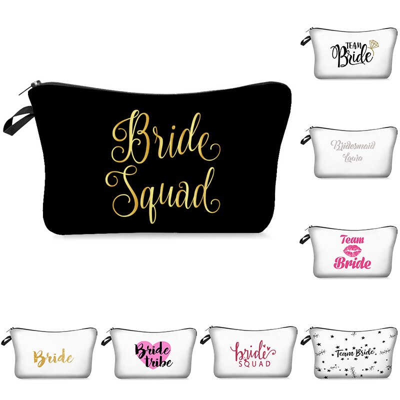Demoiselle d'honneur mariage Bachelorette poule fête maquillage cosmétique sac Simple équipe mariée lettre imprimé trousse de beauté trousse de toilette pour