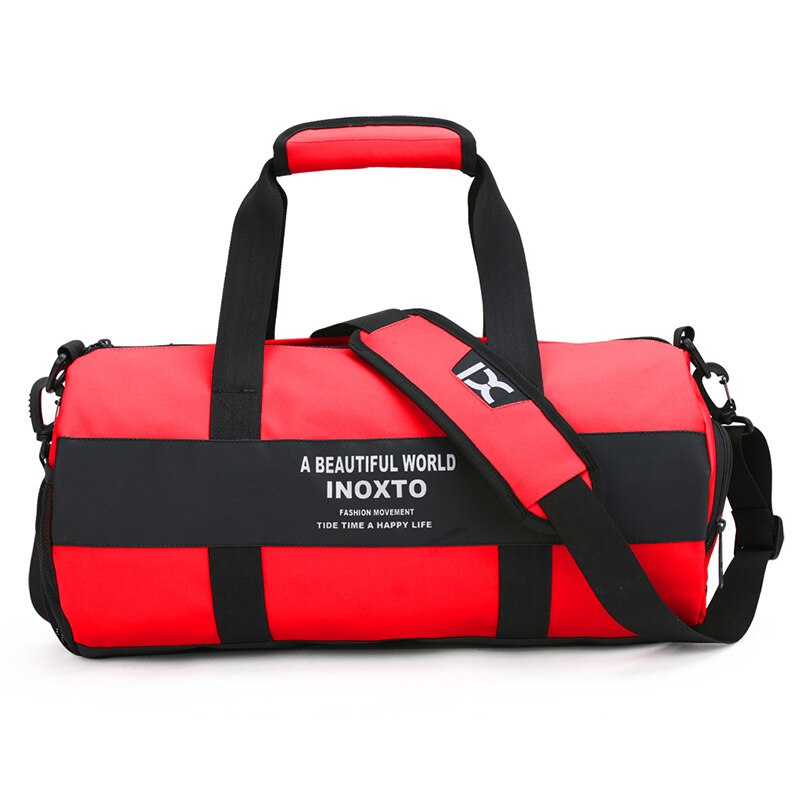 Gym tasker mænd sport fitness pakke skulder sport taske håndtasker mandlige rejsetasker polyester vandtæt håndtaske kvinde: Rød