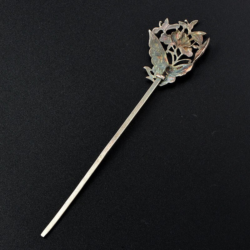 Accesorios para el cabello artesanales Cloisonne, hilo de coser de color plateado, esmalte de colores, efecto de viento nacional, se prueba el papel