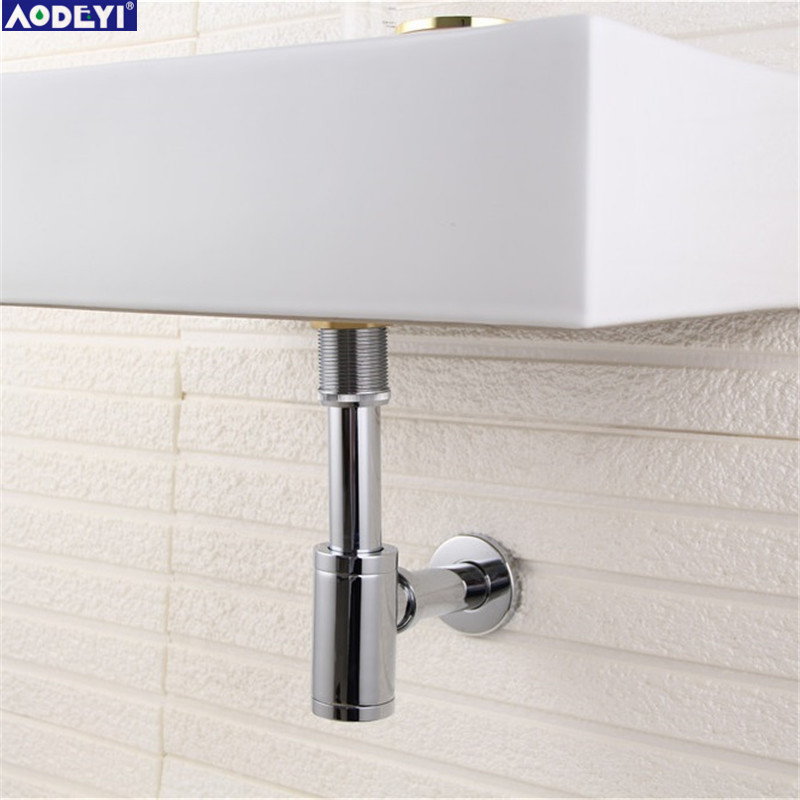 AODEYI Brass Basin Waste Drain Stopper Bathroom 1 1/4 Slotted Unslotted Pop-Up-Drain P-Trap with without Overflow