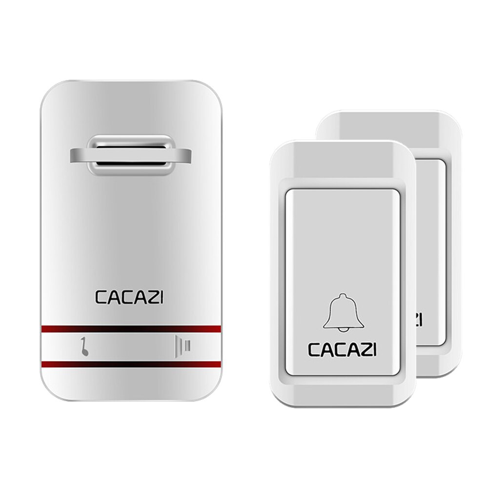 Cacazi älykäs langaton ovikello itsetoiminen ei akkua vesitiivis painike us eu uk pistoke vastaanottimet kotiin soittokello 38 kelloa: 2 painiketta 1 vastaanotin / Meille