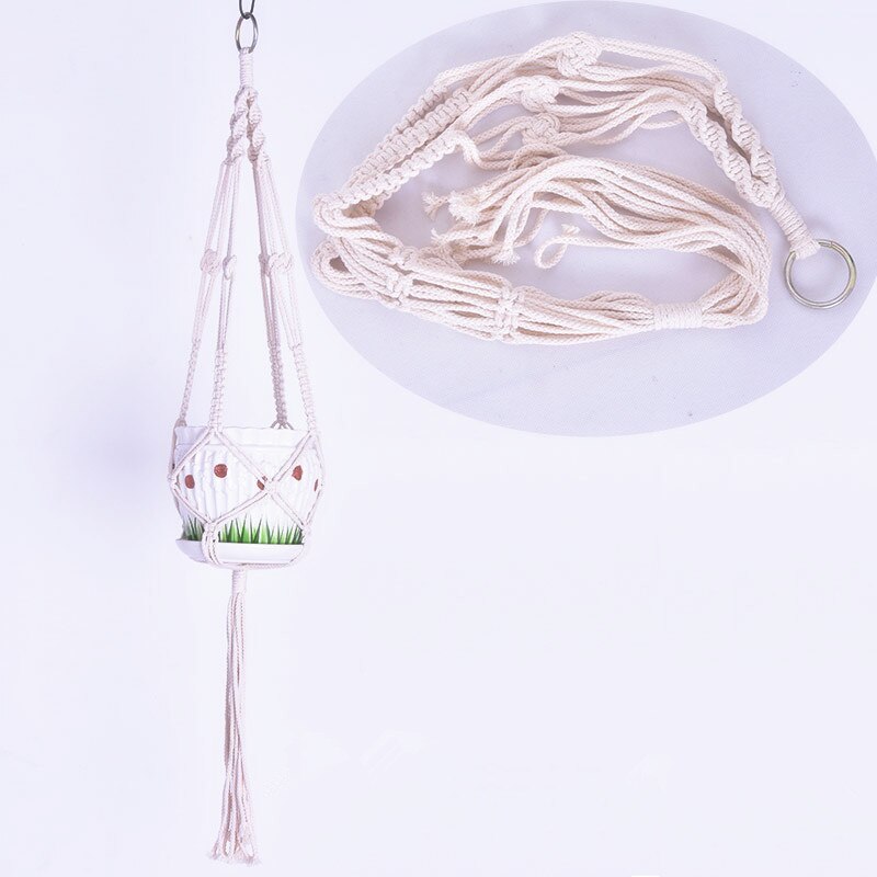 Handgemaakte Macrame Plant Hanger Bloempot Hanger Mand Lifting Touw Opknoping Pannenlap Voor Wanddecoratie Countyard Tuin: 3