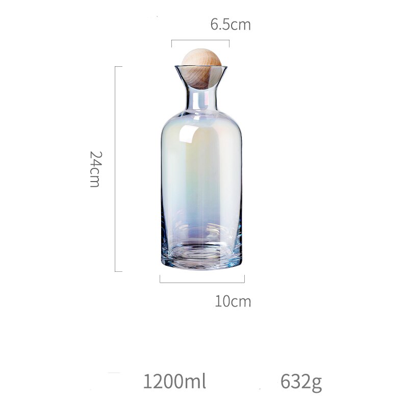 Glas Water Kruik Waterkoker Theepot Water Potten Creativiteit Onregelmatige Koud Water Ketel 1200Ml 1400Ml Met Houten Bal thuisgebruik: 1200ml3