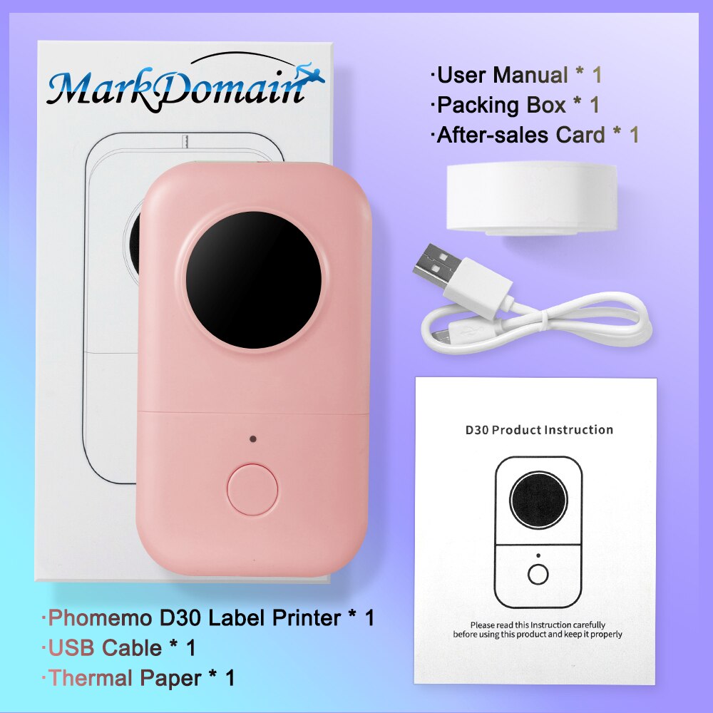 Version Phomemo D30 Smart Mini Label Maker Wireless Thermal Label Machine Compatible with IOS and Android System: D30 Pink