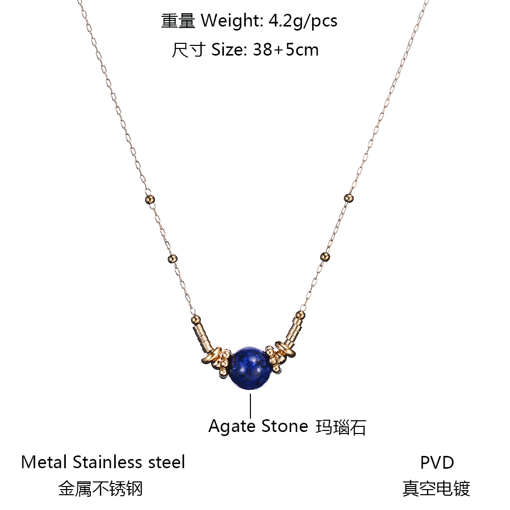 Geschikt Voor Het Dragen Van Meisje Klassieke Franse Stijl Alle Seizoenen Fijne Handgemaakte Kralen Lapis Lazuli Waterdichte Duurzame Stalen Kettingen