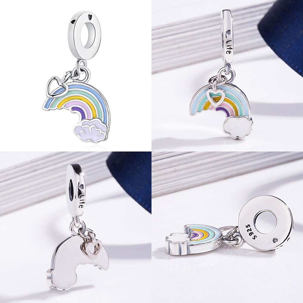 925 Zilveren Regenboog Charm Kralen Hanger Voor Fit Originele Bedels Armbanden Sterling Originele Bangle Ketting Sieraden Maken Diy