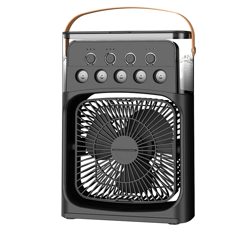 Mini humidificador portátil 3 en 1 con ventilador enfriador de aire de CA con luz LED para el hogar, oficina, dormitorio, Camping, refrigeración: Borgoña