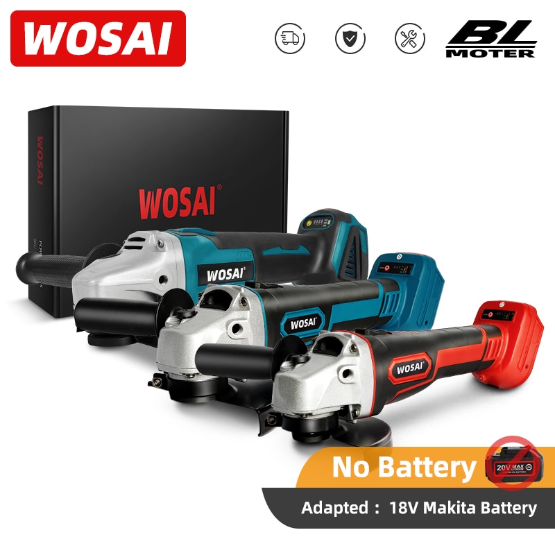 WOSAI Brushless Cordless Angle Grinder DIY Power Tools 125mm Impact Electric Polishing Grinding Machine for Makita 18V Battery