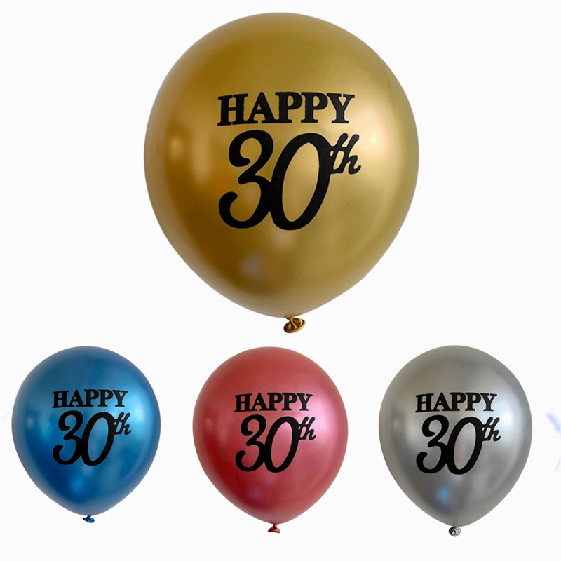 5 stuks 12 inch gouden zwarte metalen latex ballon helium volwassen ballon bedrukt happy 30th verjaardagsfeestje decoraties ballonnen benodigdheden