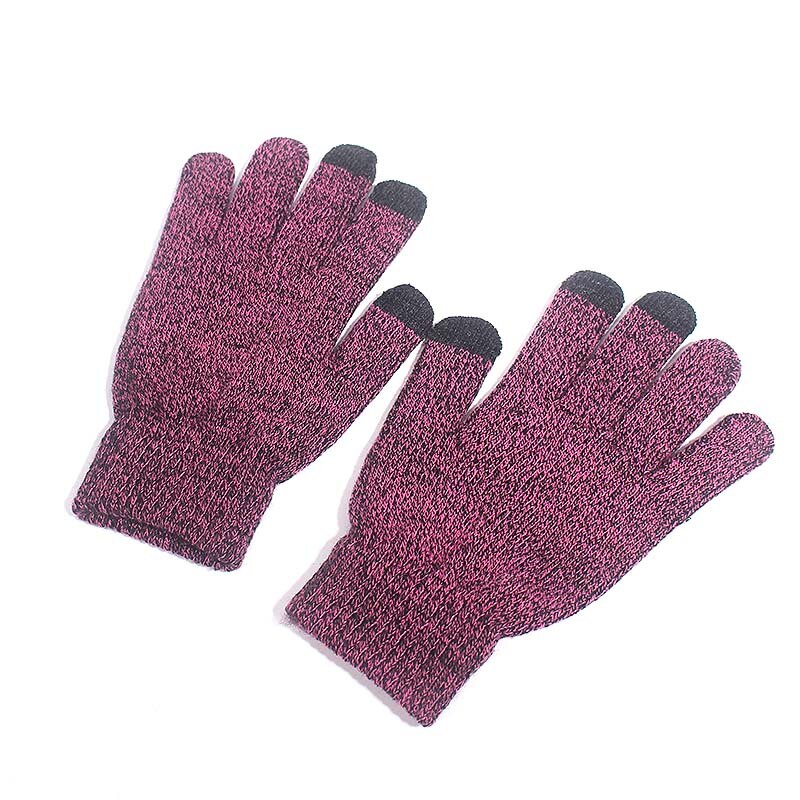 Hats Scarves Gloves Three-Piece Set Men Women Winter Warm Screen Touch Hat Thickscarf Glove Suits Boys Girls Beanies Scarf Set: Gloves D