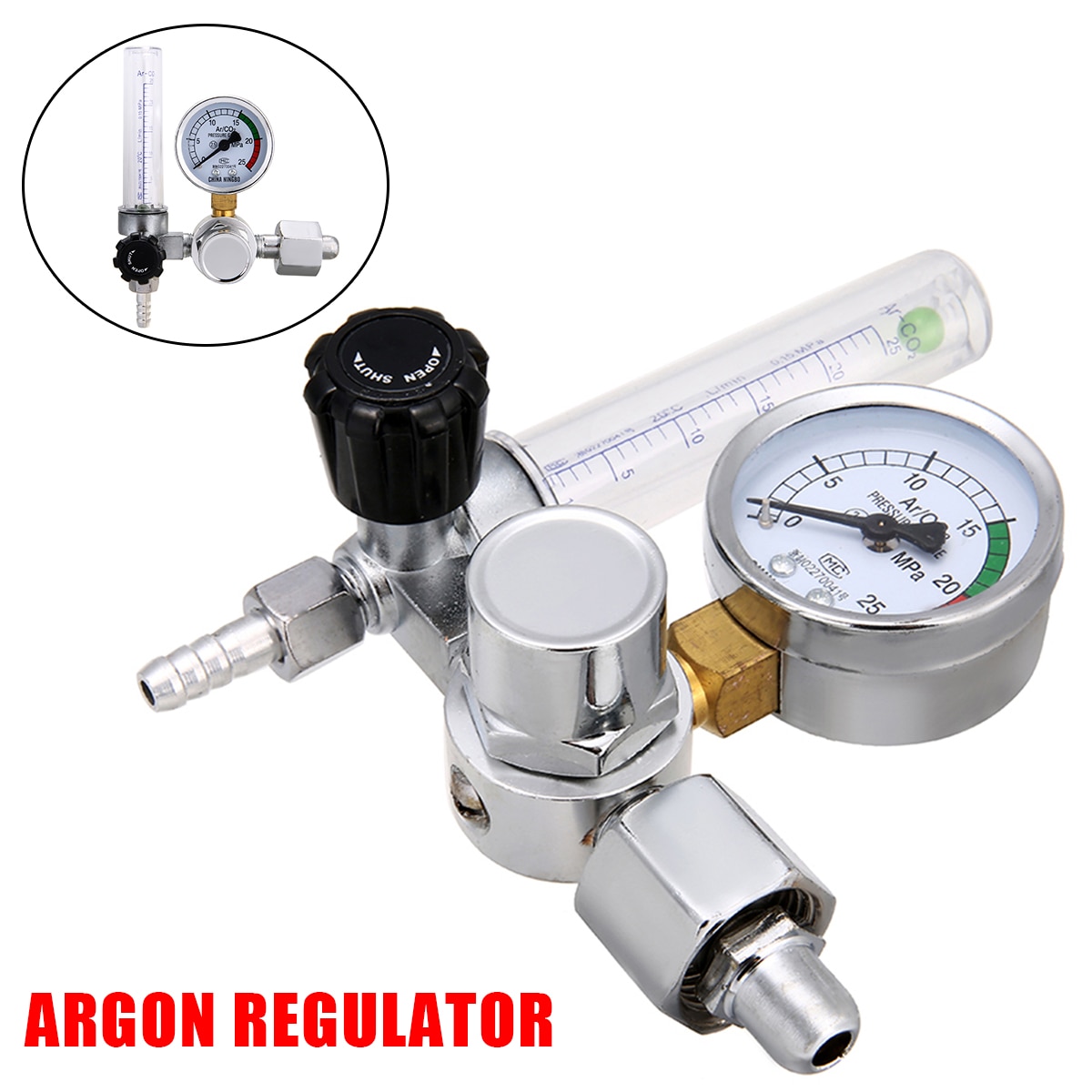 Metal Welding Gas Meter Argon CO2 Pressure Flow Regulator MIG MAG Weld Gauge Argon Regulator Oxygen Pressure Reducer