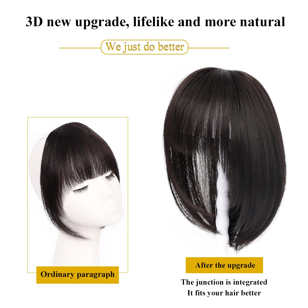 Vigorous Black Synthetic Hair Fringe Clip Bangs Clip In Hair Extension 3D Natural Franch Bangs High Temperature Fiber