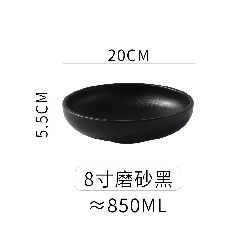 Plato de cerámica redondo negro mate, Platos poco profundos de alta gama para restaurante, plato occidental para carne, cocina, fruta, ensalada, Sushi, vajilla: b-1pcs8inch