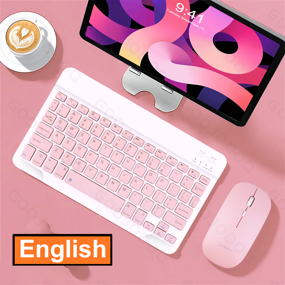 Korean Wireless Keyboard and Mouse Bluetooth Keyboard For iPad Pro 12 Tecaldo Bluetooth For Xiaomi Samsung iPad Keyboards: pink