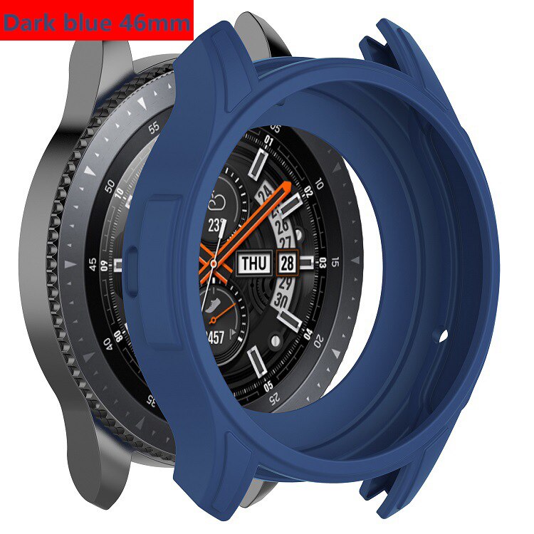 Gear S3 Frontier Case For Samsung Galaxy Watch 46mm band gear S3 Silicone Protect Cover Protective shell Watch Accessories: Dark blue 46mm