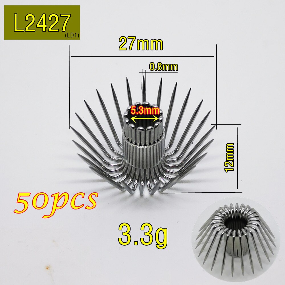 24 pin gancho calamar 10 Uds 20 piezas Uds 50 Uds alambre de acero inoxidable Alambre de gran cebo accesorios gran sepias pulpos atraer herramienta para pesca de mar DIY: L2427 - 50pcs